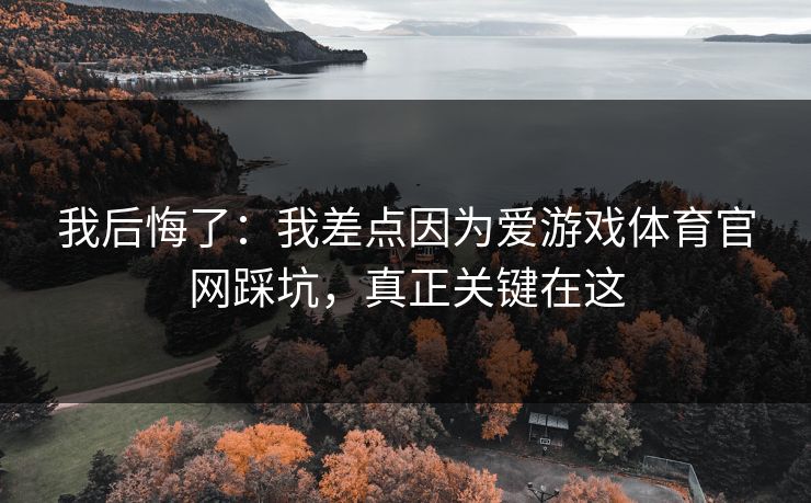 我后悔了：我差点因为爱游戏体育官网踩坑，真正关键在这